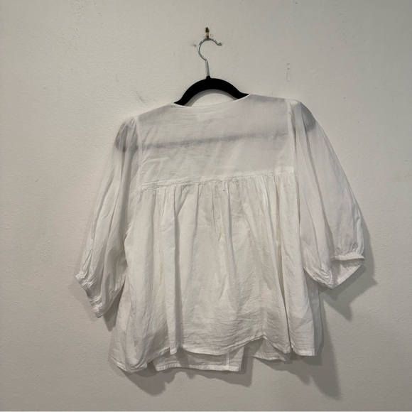 India Collection Emerson Fry Isla White Embroidered Puff Sleeve Top M/L - Picture 5 of 5